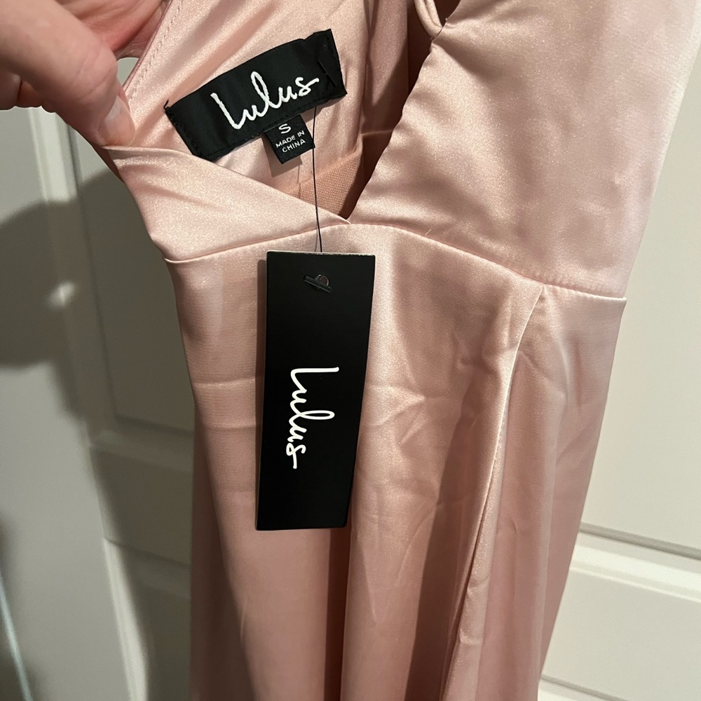 Lulus Sereno mauve pink satin cowl neck asymmetrical dress - Picture 6 of 6